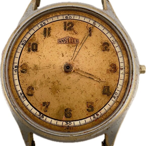 Vintage Angelus Oversized Military Style 17 Jewel Men Mechanical Wristwatch 216 - Picture 1 of 6